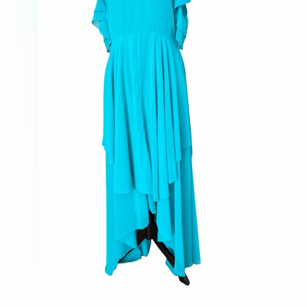 ASOS Vibrant Blue High Low Ruffle Flowy Open Back Dress - Picture 6 of 8